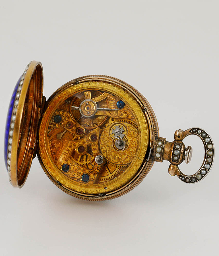 Taschenuhr Email Gold