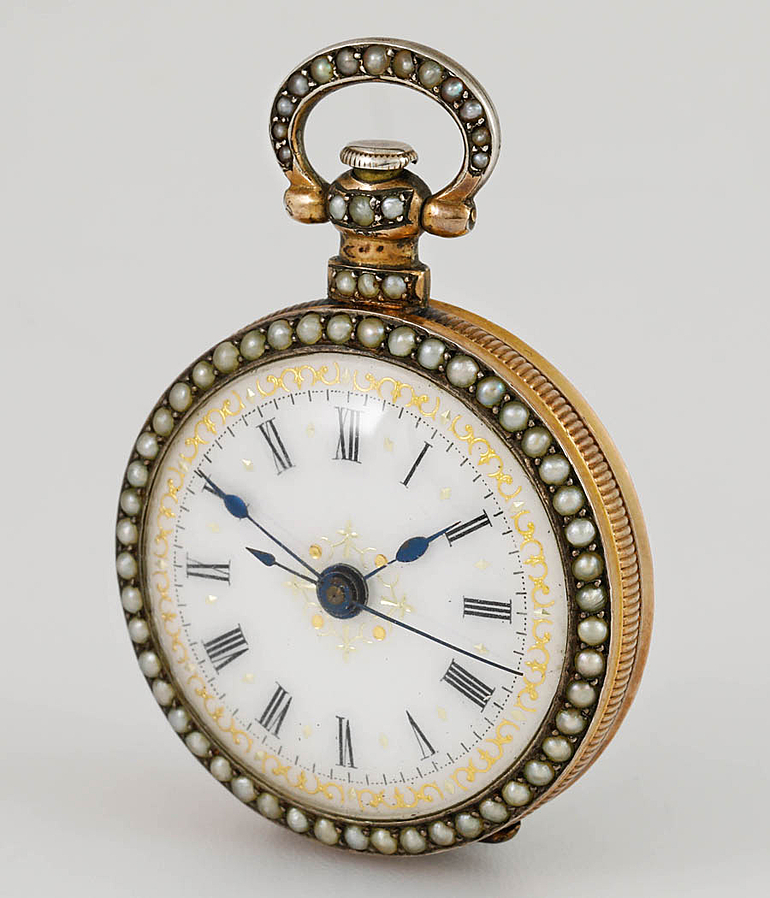 Taschenuhr Email Gold