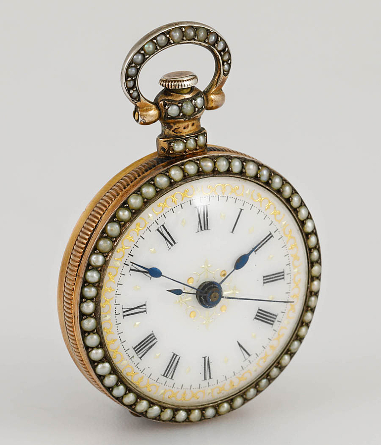 Taschenuhr Email Gold