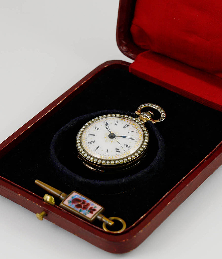 Taschenuhr Email Gold