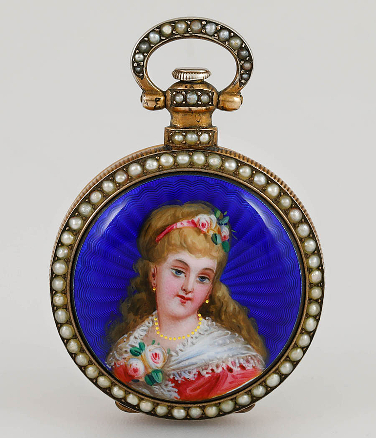 Taschenuhr Email Gold